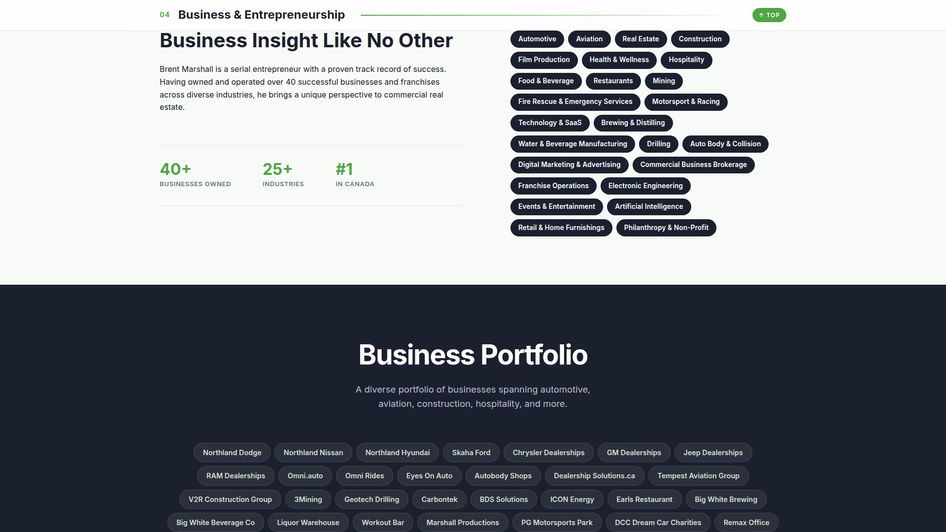 Brent Marshall Commercial business section (desktop)